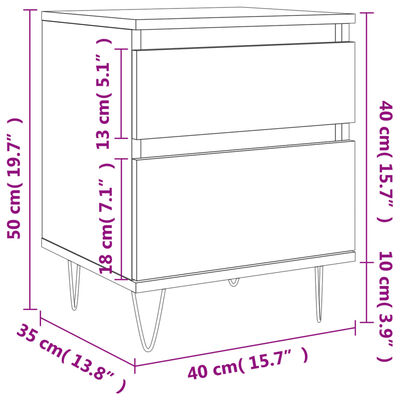 vidaXL Comodino Rovere Fumo 40x35x50 cm in Legno Multistrato