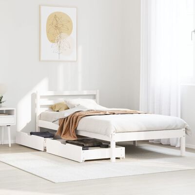 vidaXL Letto senza Materasso Bianco 75x190 in Legno Massello di Pino