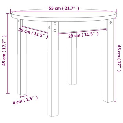 vidaXL Tavolino da Salotto Nero Ø 55x45 cm in Legno Massello di Pino