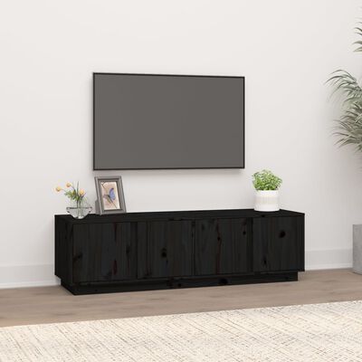 vidaXL Mobile Porta TV Nero 140x40x40 cm in Legno Massello di Pino