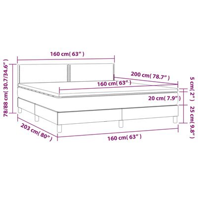 vidaXL Letto a Molle con Materasso e LED Rosa 160x200 cm in Velluto