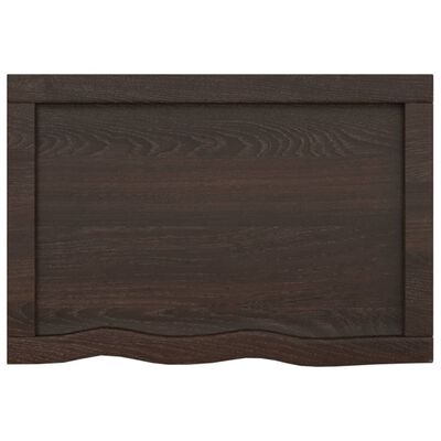 vidaXL Piano Bagno Marrone Scuro 60x40x(2-4)cm Legno Massello Trattato