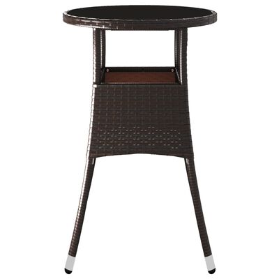 vidaXL Tavolo Giardino Ø60x75 cm Vetro Temperato e Polyrattan Marrone