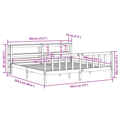 vidaXL Letto senza Materasso Bianco 180x200 cm Legno Massello di Pino