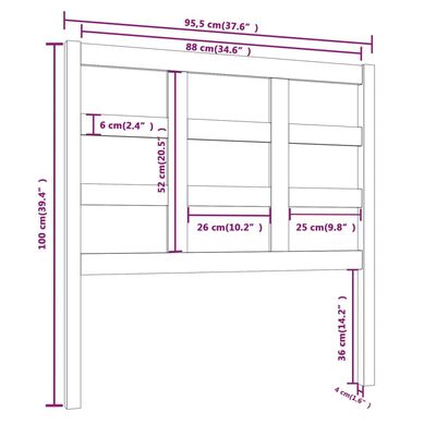 vidaXL Testiera per Letto ambra 95,5x4x100cm in Legno Massello di Pino