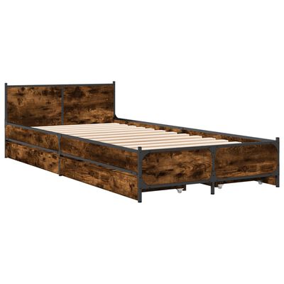 vidaXL Giroletto con Cassetti Rovere Fumo 100x200 cm Legno Multistrato