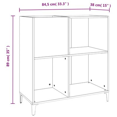 vidaXL Mobile Porta Dischi Nero 84,5x38x89 cm in Legno Multistrato