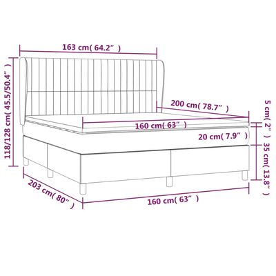 vidaXL Giroletto a Molle con Materasso Rosa 160x200 cm in Velluto