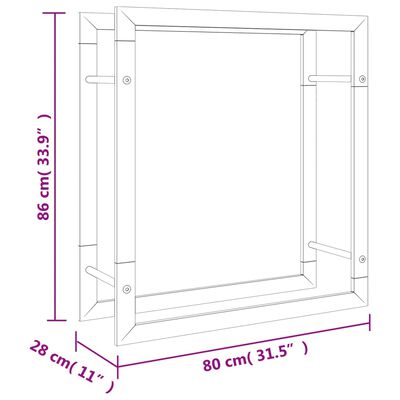 vidaXL Portalegna 80x28x86 cm in Acciaio Inossidabile