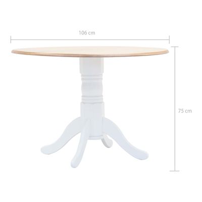 vidaXL Tavolo da Pranzo Bianco e Marrone 106cm Legno Massello di Hevea