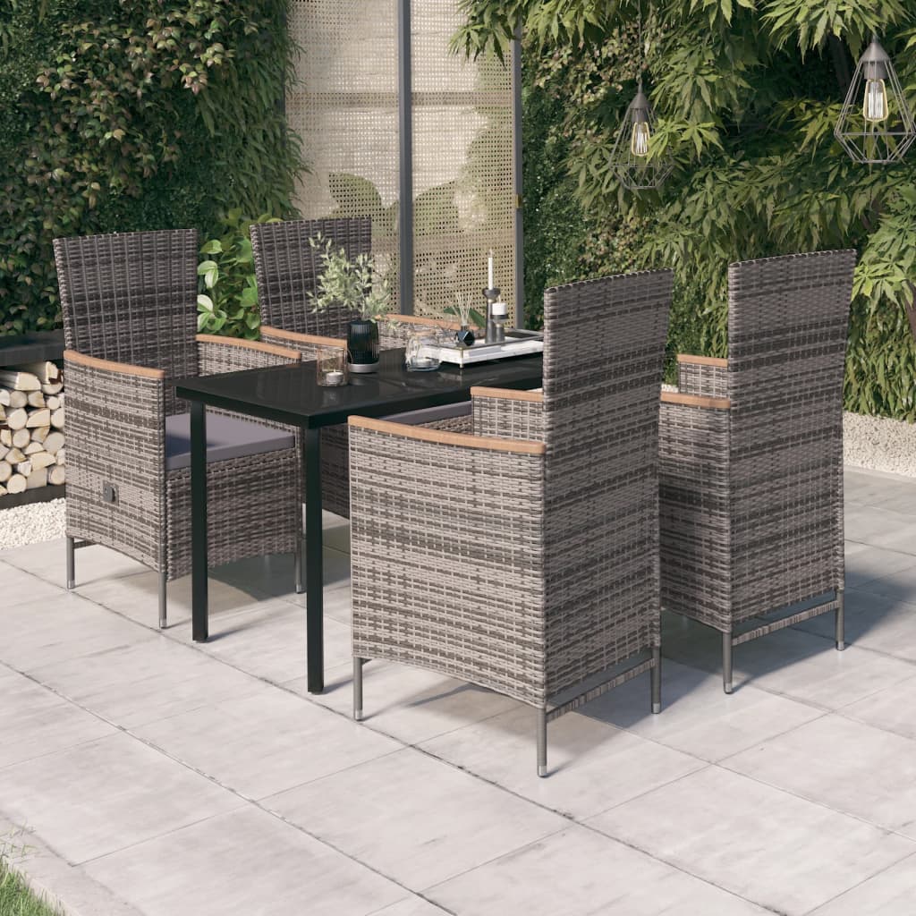 vidaXL Set da Pranzo da Giardino 5 pz con Cuscini Grigio