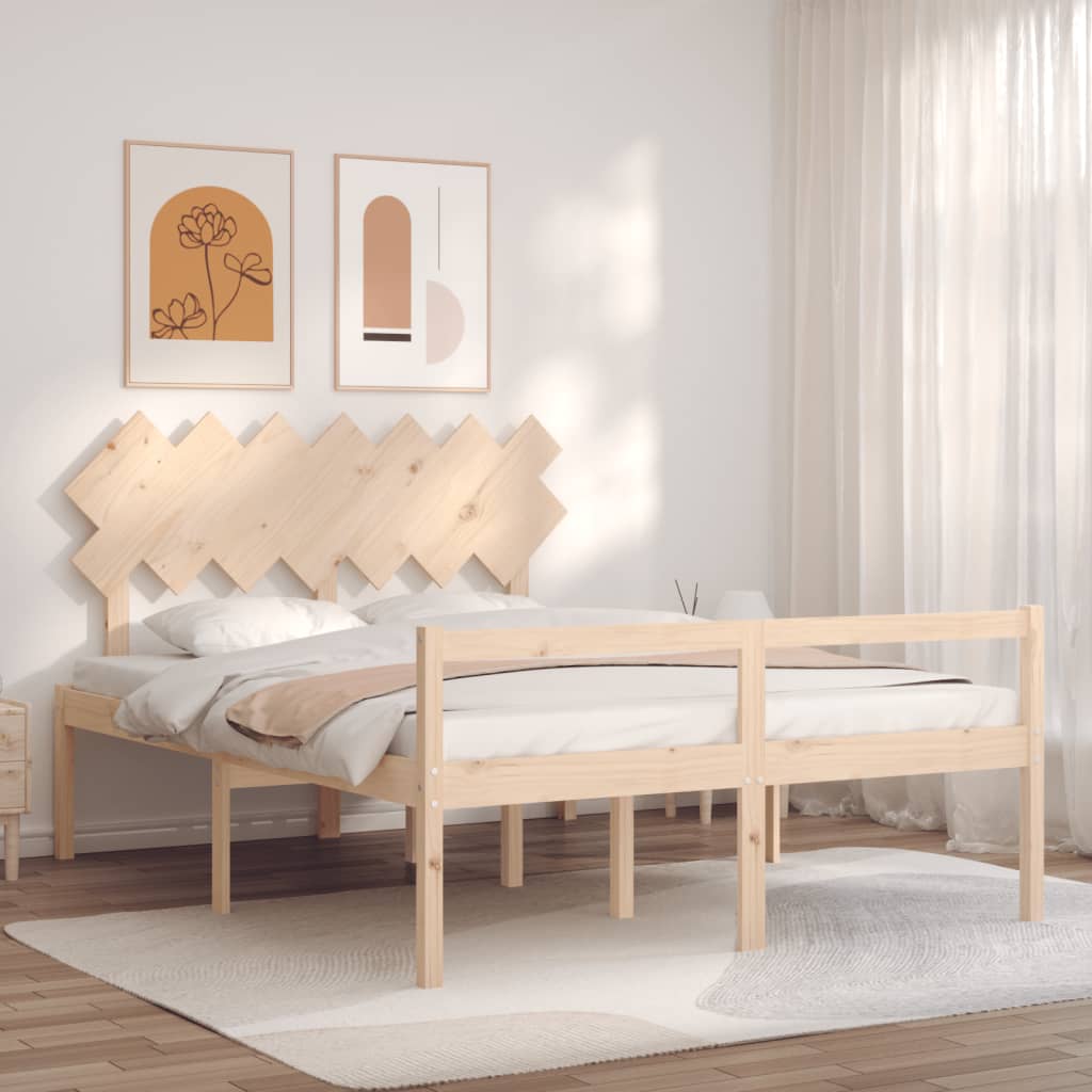 vidaXL Letto per Anziani con Testiera King in Legno Massello