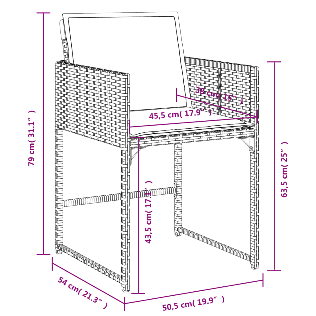 vidaXL Set da Pranzo da Giardino 13pz con Cuscini Nero in Polyrattan