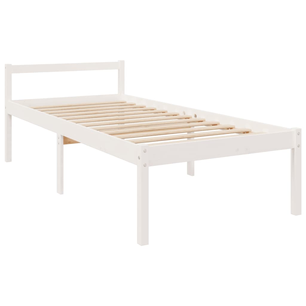 vidaXL Letto per Anziani Bianco Testiera Small Single Legno Massello