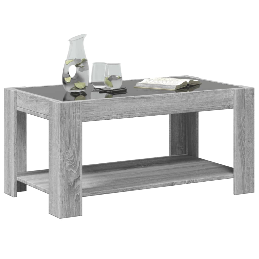 vidaXL Tavolino Salotto con LED Grigio Sonoma 93x53x45 cm Multistrato