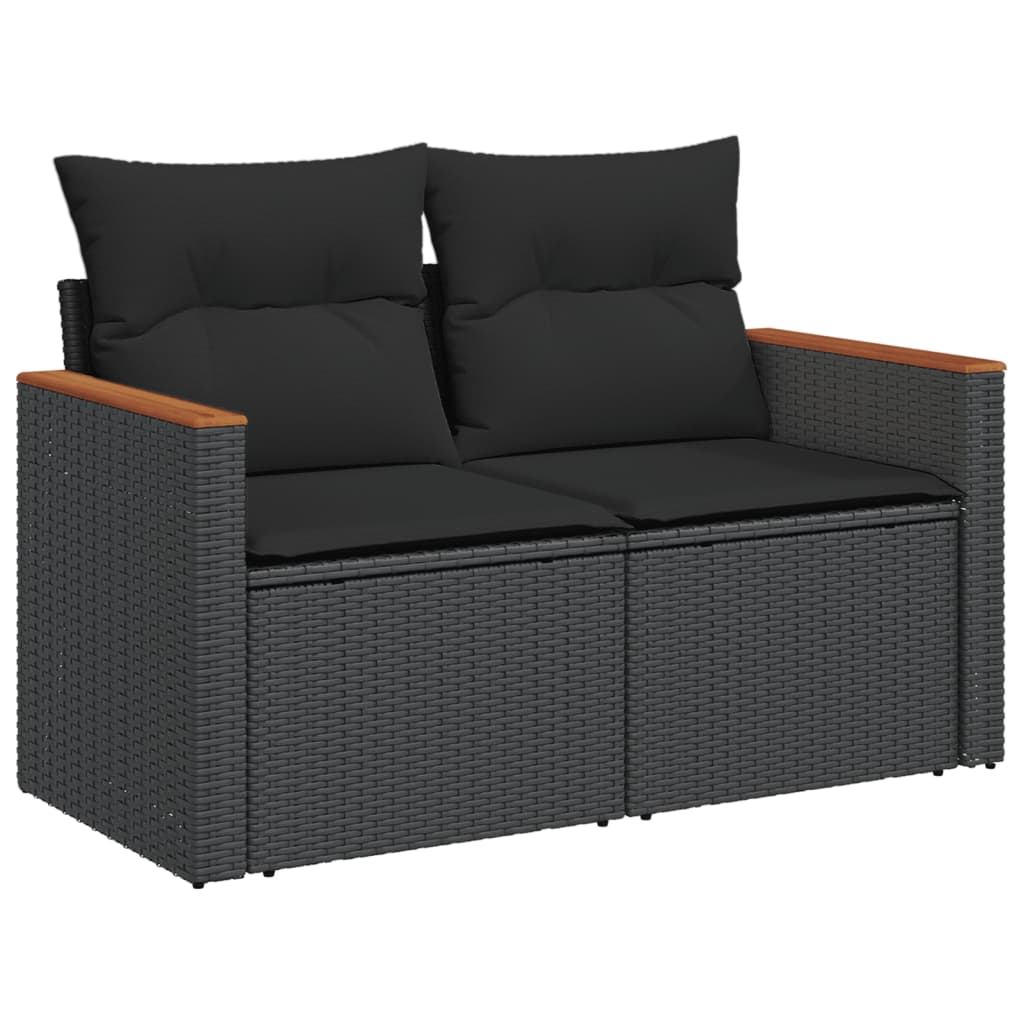 vidaXL Set Divani da Giardino con Cuscini 7pz Nero Polyrattan