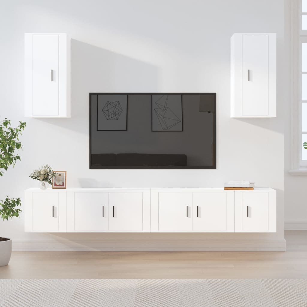 vidaXL Set di Mobili Porta TV 6 pz Bianco in Legno Multistrato