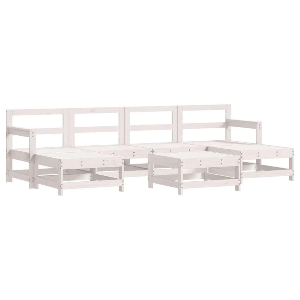 vidaXL Set Salotto da Giardino 7 pz Bianco in Legno Massello di Pino