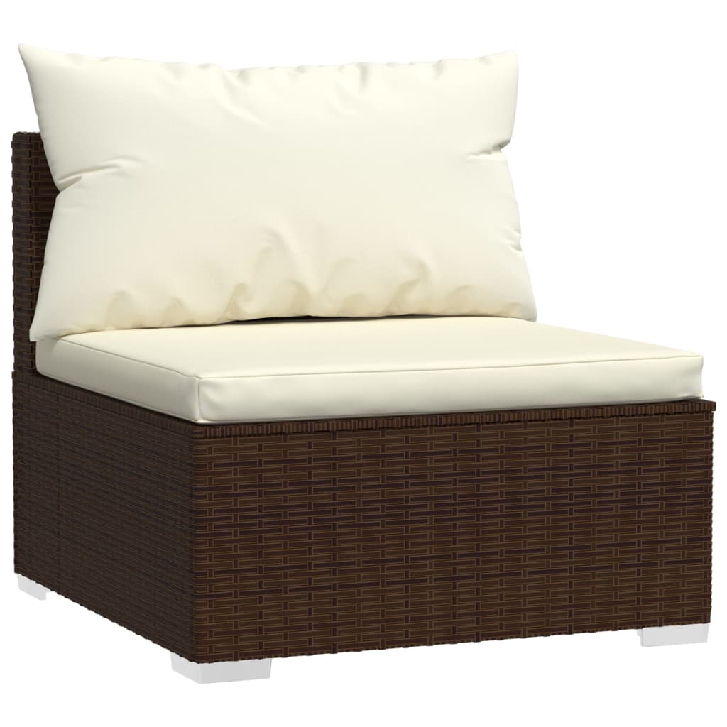 vidaXL Set Divani da Giardino 14 pz con Cuscini in Polyrattan Marrone