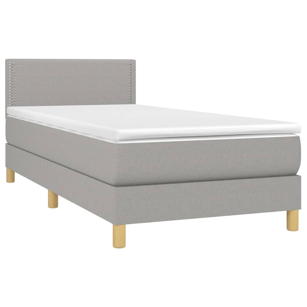 vidaXL Letto a Molle Materasso e LED Grigio Chiaro 90x190 cm Tessuto