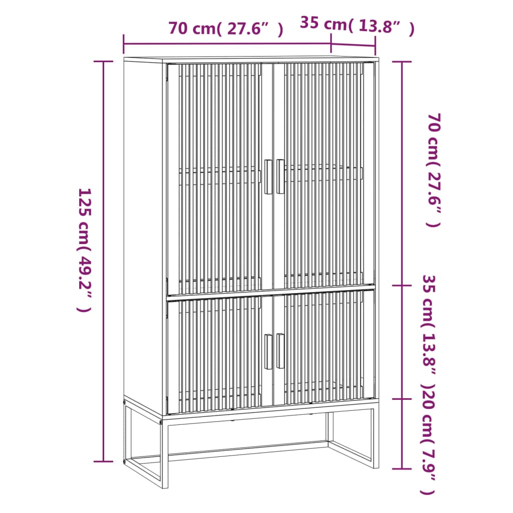 vidaXL Credenza Nera 70x35x125 cm in Legno Multistrato