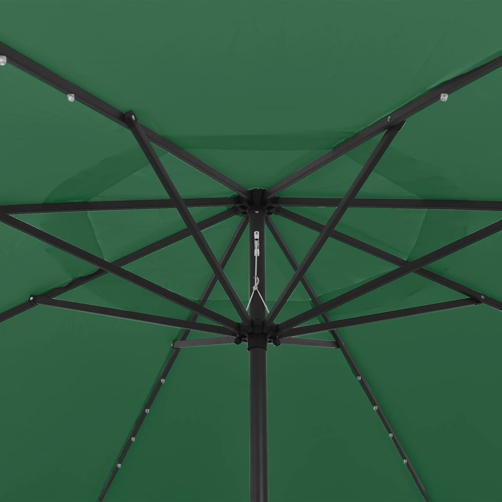 vidaXL Ombrellone da Esterni con LED e Palo in Metallo 400 cm Verde