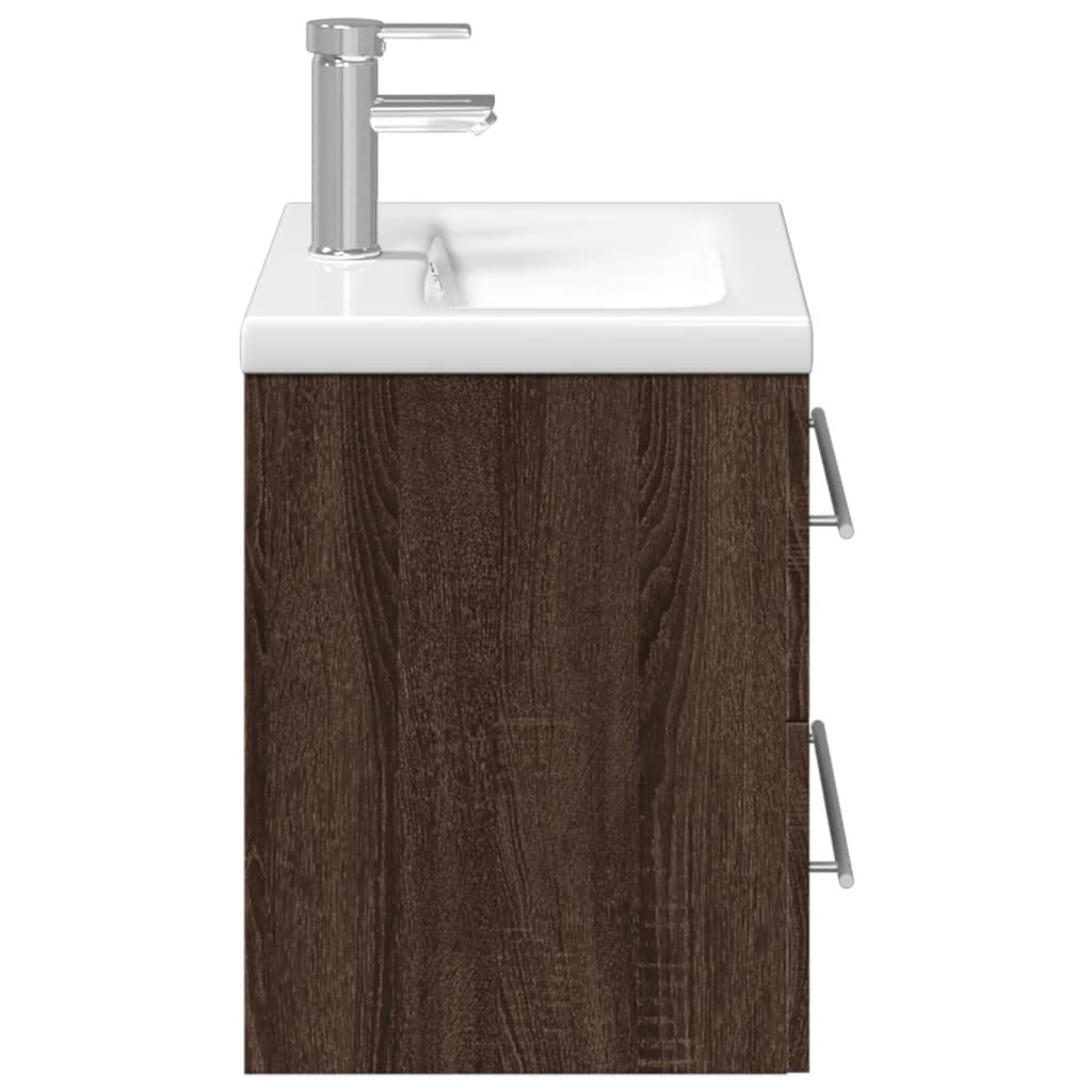 vidaXL Mobile da Bagno con Lavabo Integrato Rovere Marrone