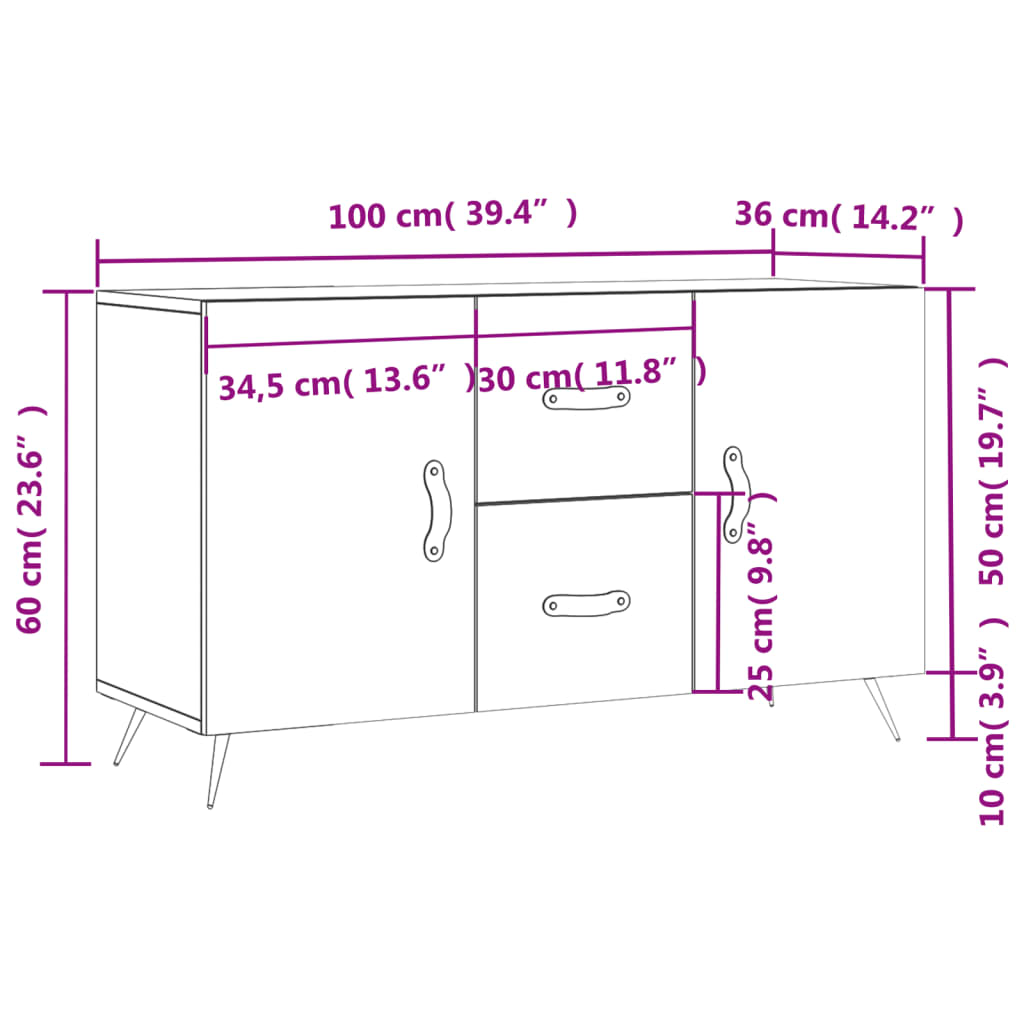 vidaXL Credenza Rovere Marrone 100x36x60 cm in Legno Multistrato