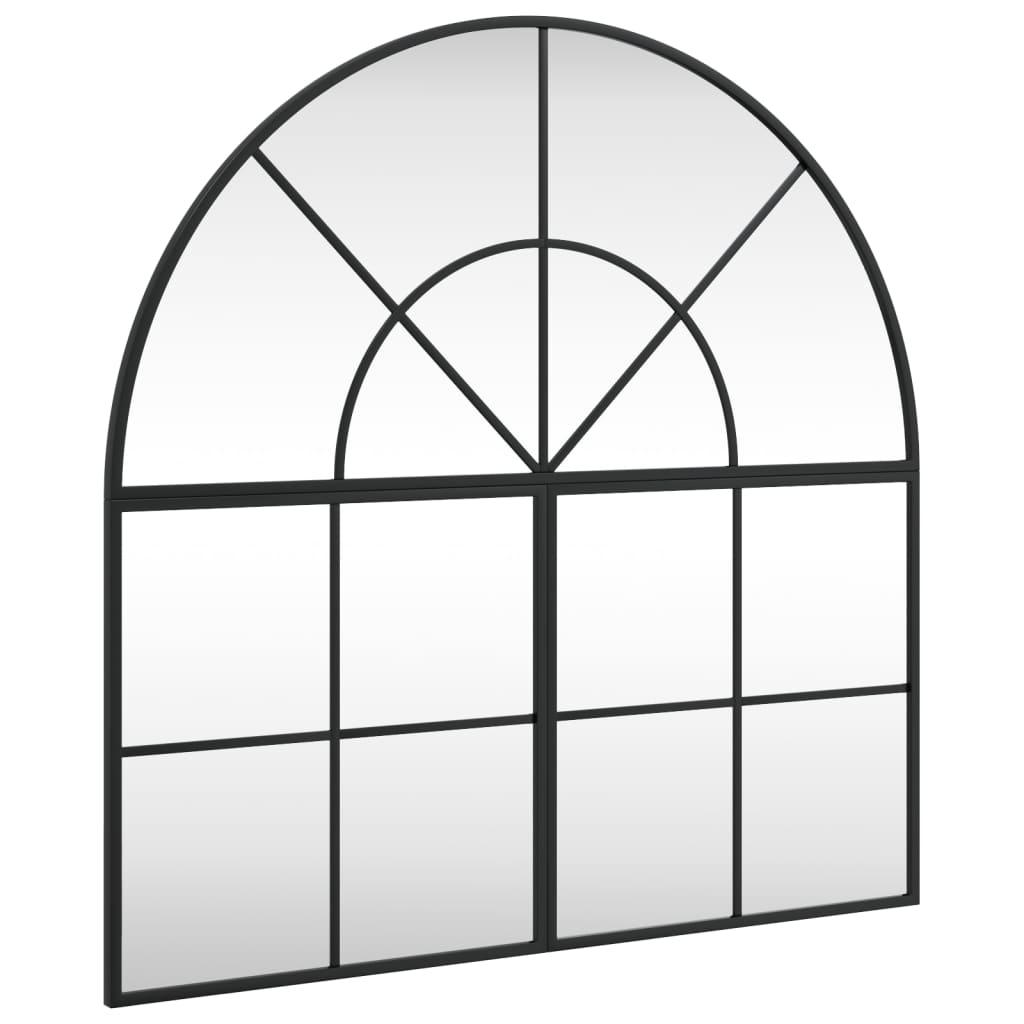 vidaXL Specchio da Parete Nero 80x80 cm Arco in Ferro