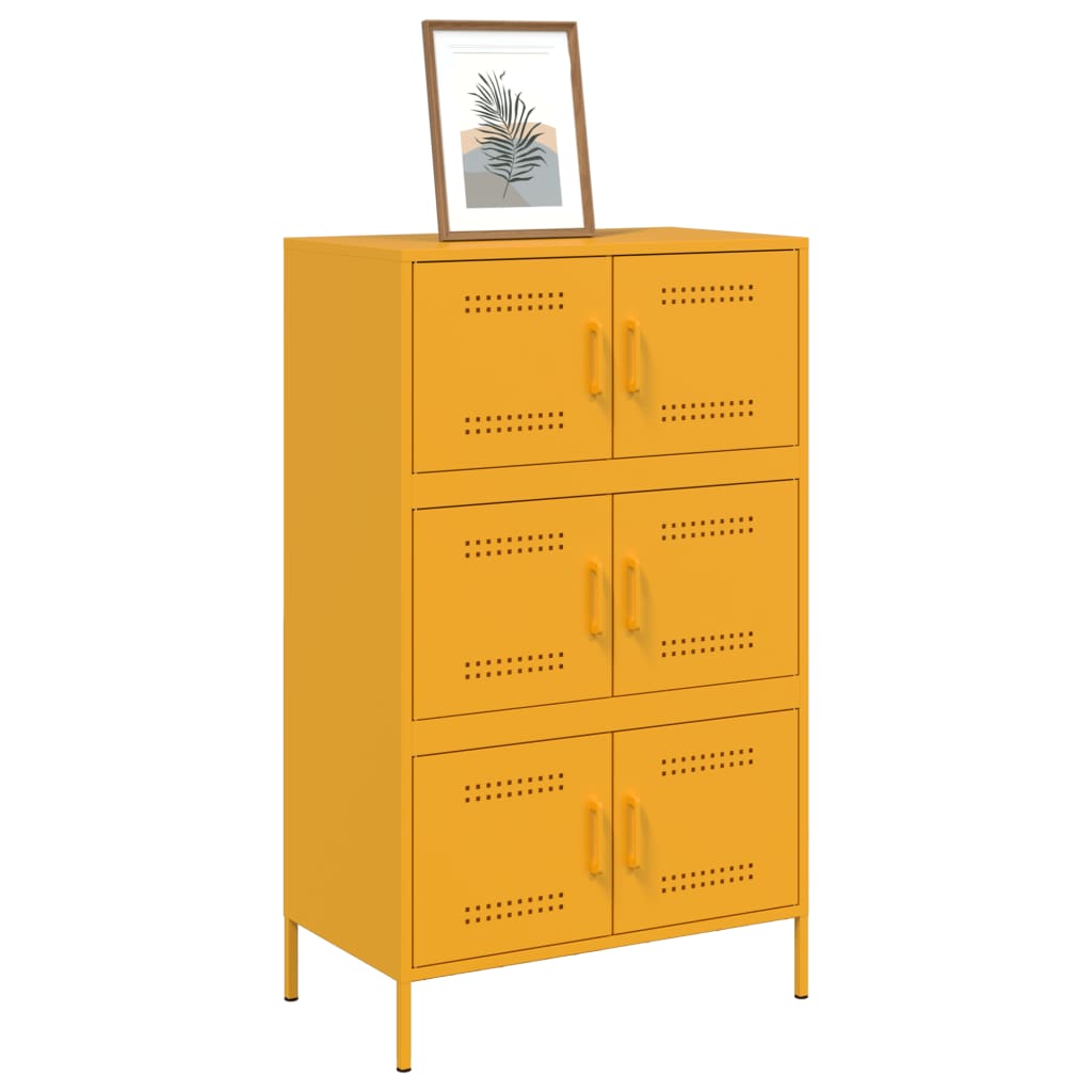 vidaXL Credenza Giallo Senape 68x39x113 cm in Acciaio