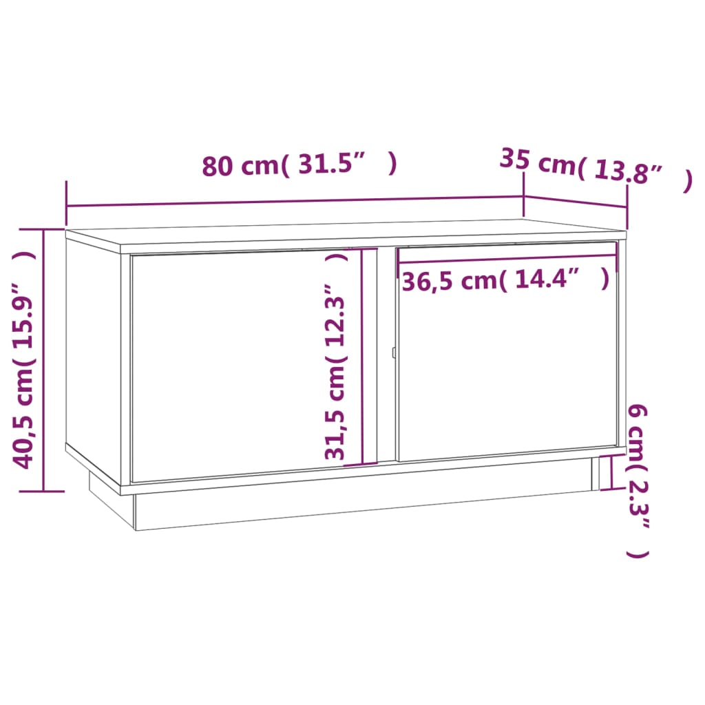 vidaXL Mobile Porta TV Nera 80x35x40,5 cm in Legno Massello di Pino