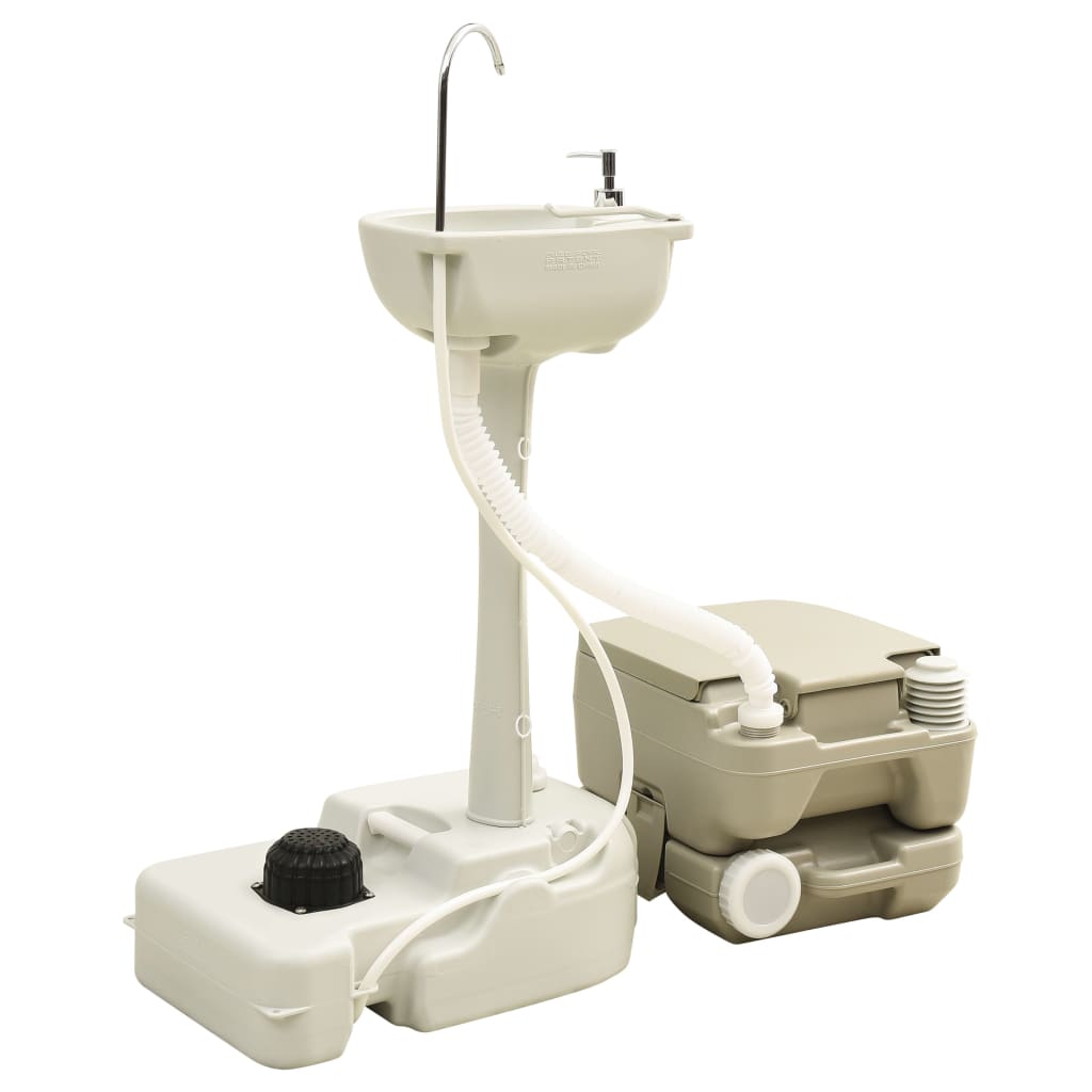 vidaXL Set Toilette Portatile Campeggio Supporto Lavamani Tanica Acqua