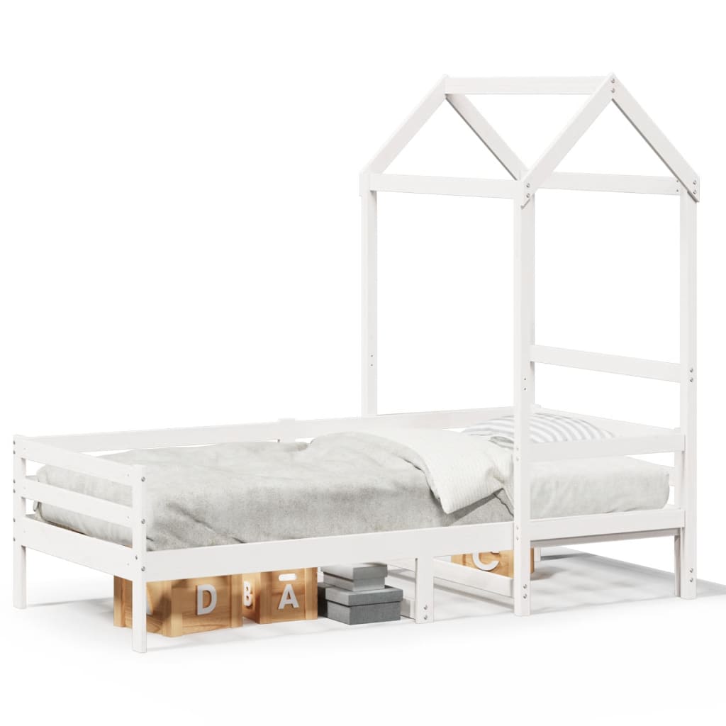 vidaXL Dormeuse con Tetto 90x200 cm Bianco in Legno Massello di Pino