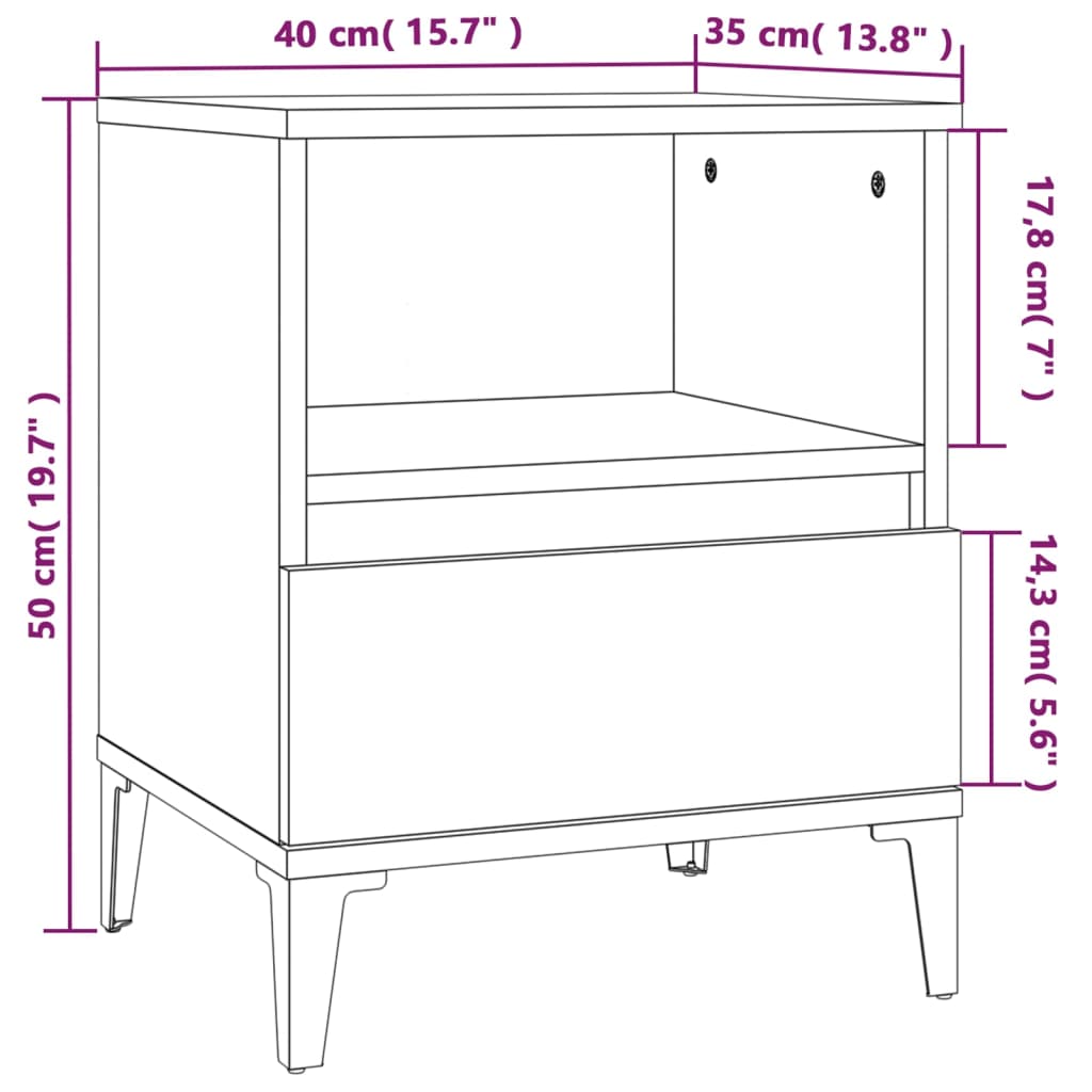 vidaXL Comodini 2 pz in Bianco Lucido 40x35x50 cm