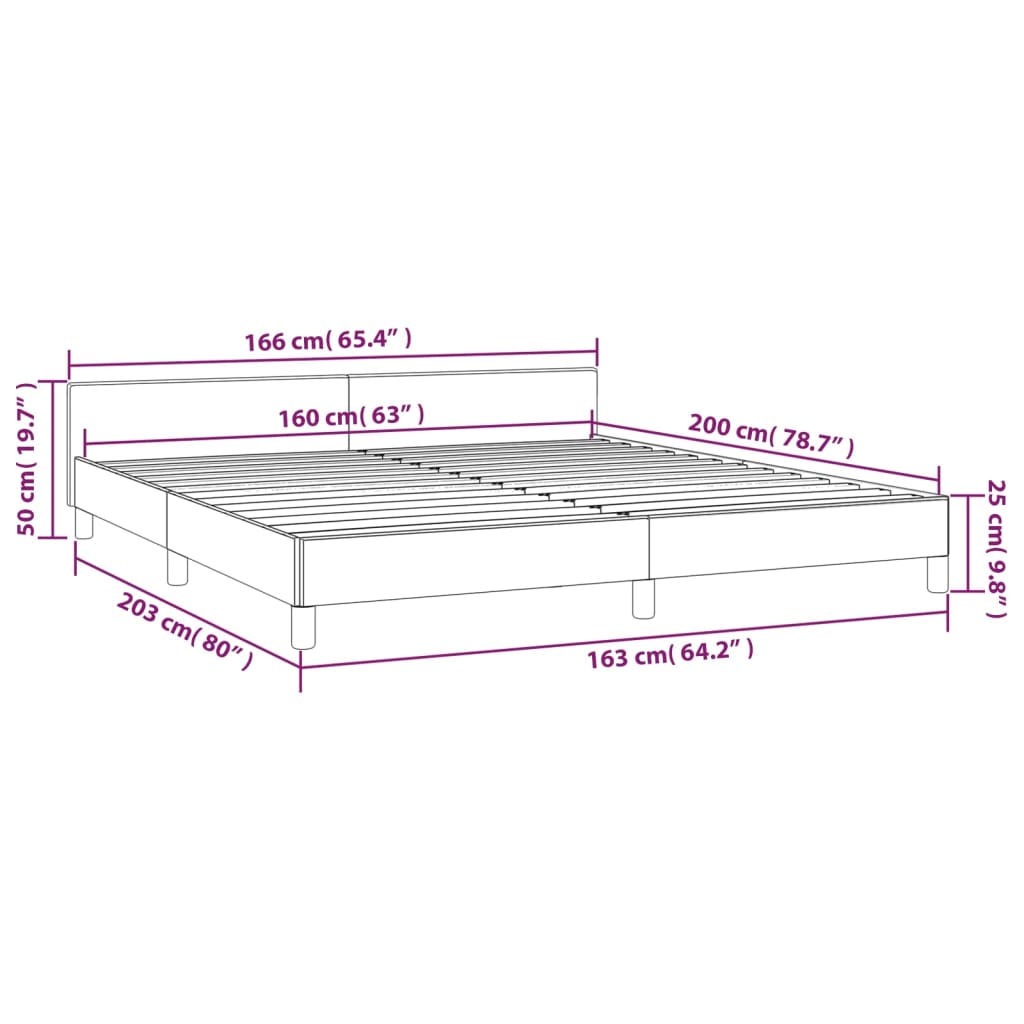 vidaXL Giroletto senza Materasso Marrone Scuro 160x200 cm Tessuto