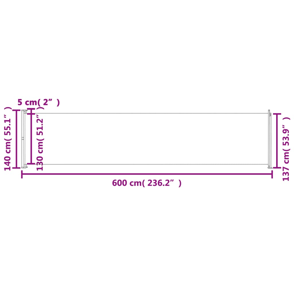 vidaXL Tenda Laterale Retrattile per Patio 140x600 cm Marrone