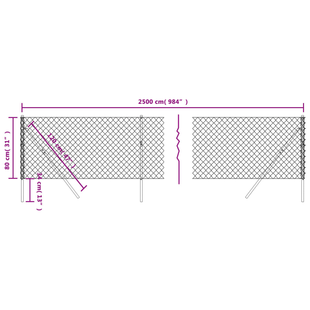 vidaXL Recinzione a Rete Verde 0,8x25 m