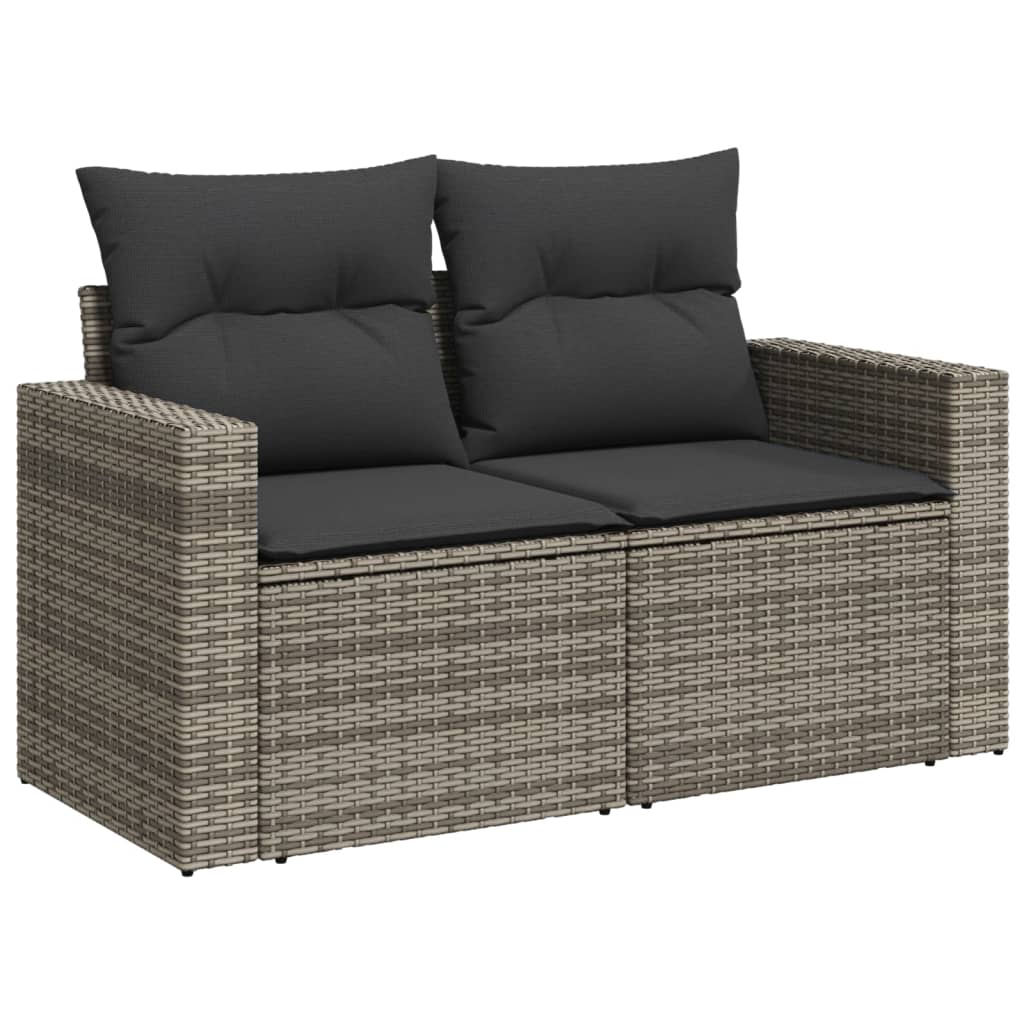 vidaXL Set Divano da Giardino 9 pz con Cuscini Grigio in Polyrattan