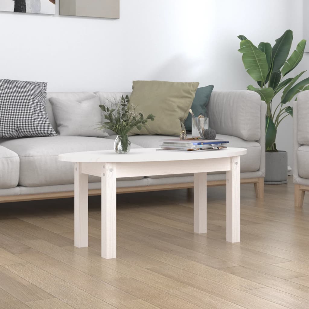 vidaXL Tavolino da Salotto Bianco 80x40x35 cm Legno Massello di Pino