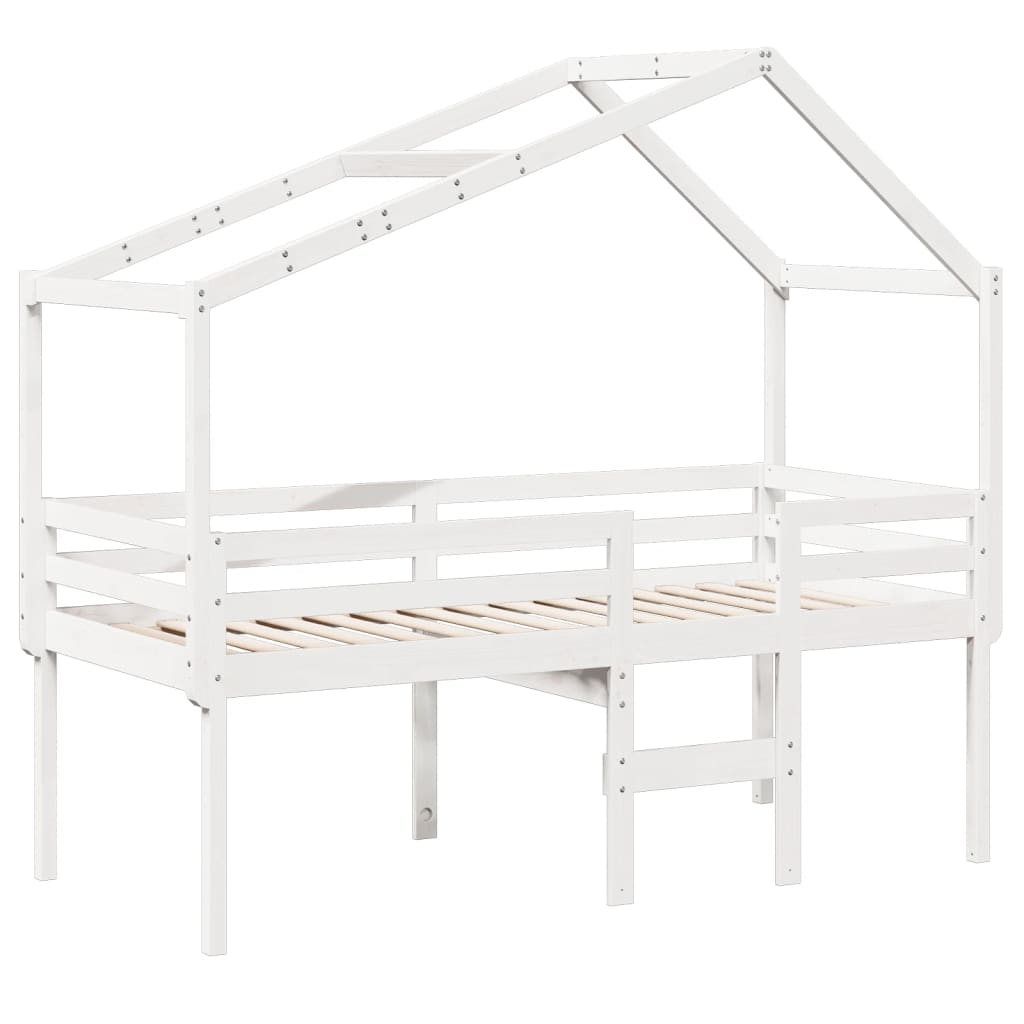 vidaXL Letto a Soppalco con Tetto Bianco 75x190 cm in Legno di Pino