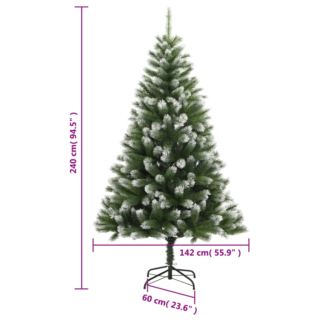 vidaXL Albero Natale Artificiale Incernierato con Neve Fioccata 240 cm