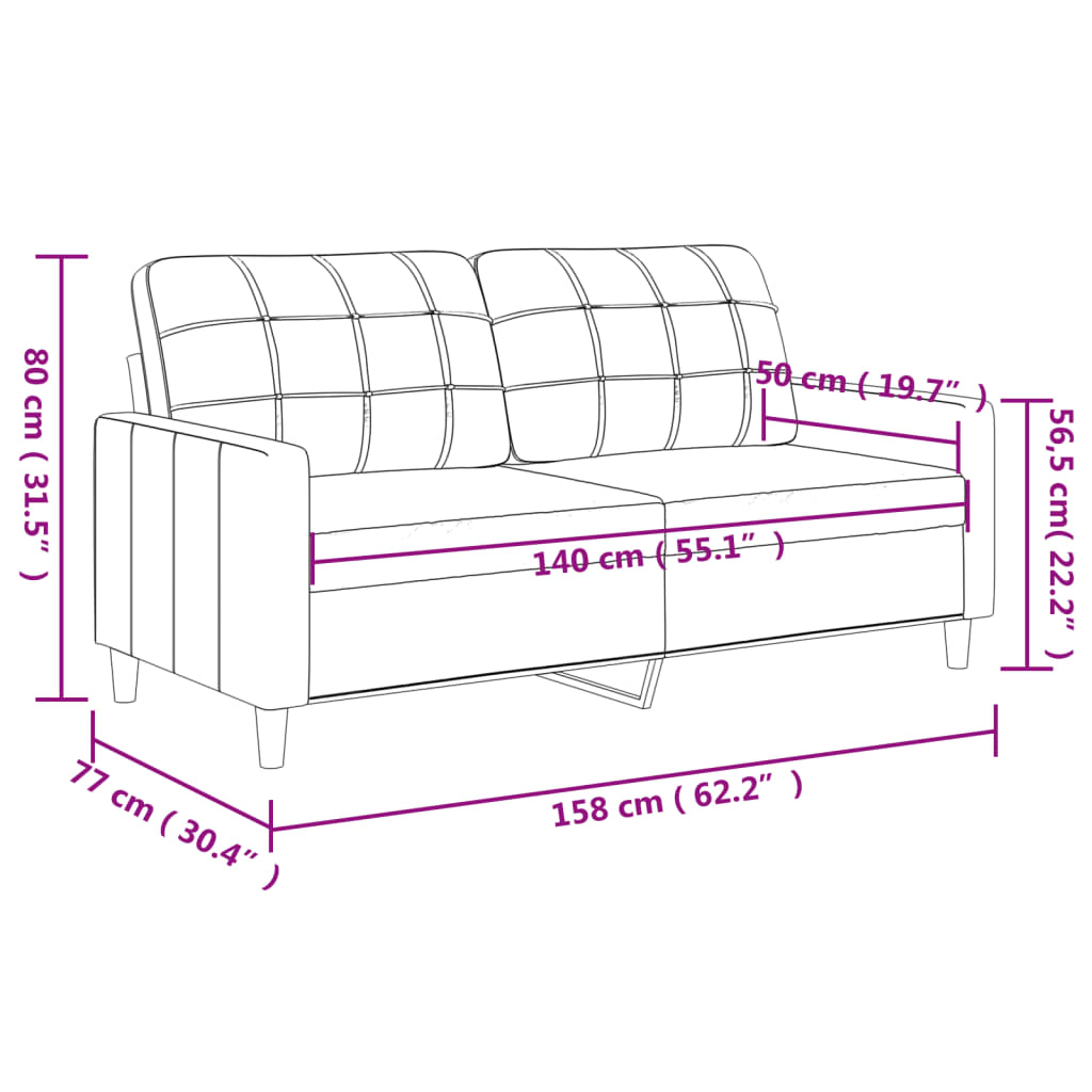 vidaXL Divano a 2 Posti Grigio Scuro 140 cm in Tessuto