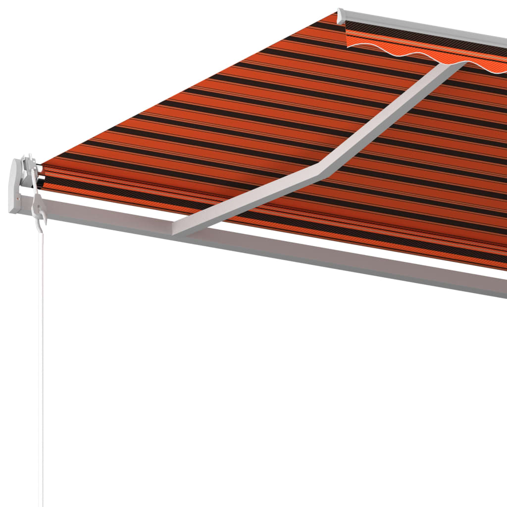 vidaXL Tenda da Sole Retrattile Manuale con Pali 5x3 m Arancio Marrone