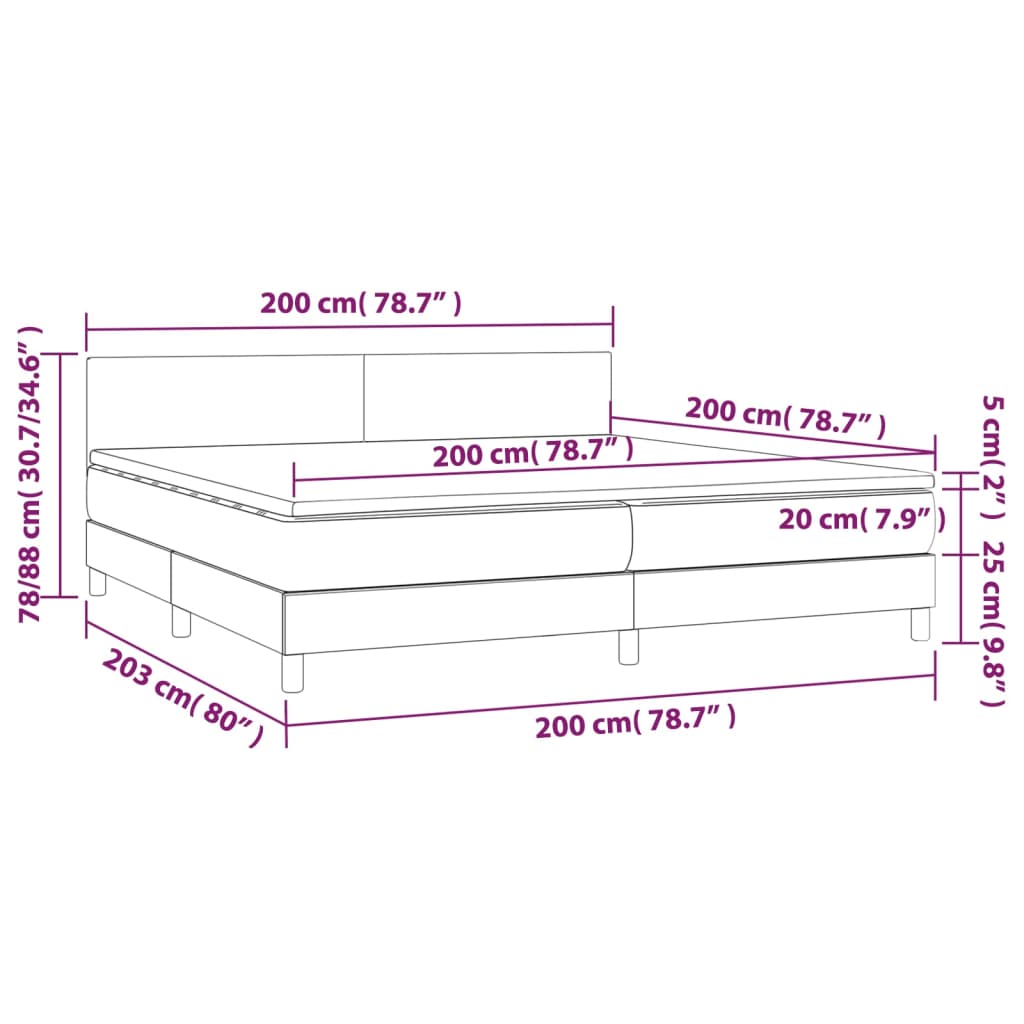 vidaXL Giroletto a Molle con Materasso Marrone Scuro 200x200cm Tessuto