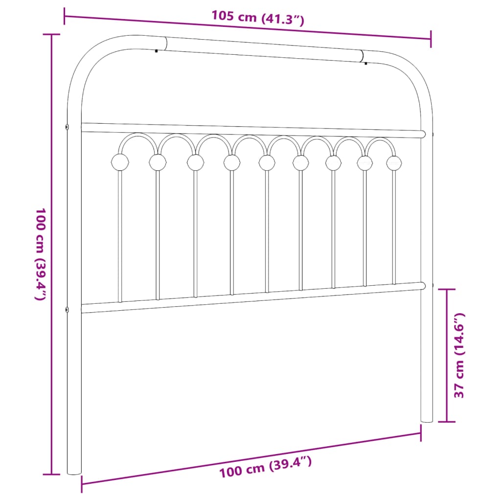 vidaXL Testiera in Metallo Bianco 100 cm