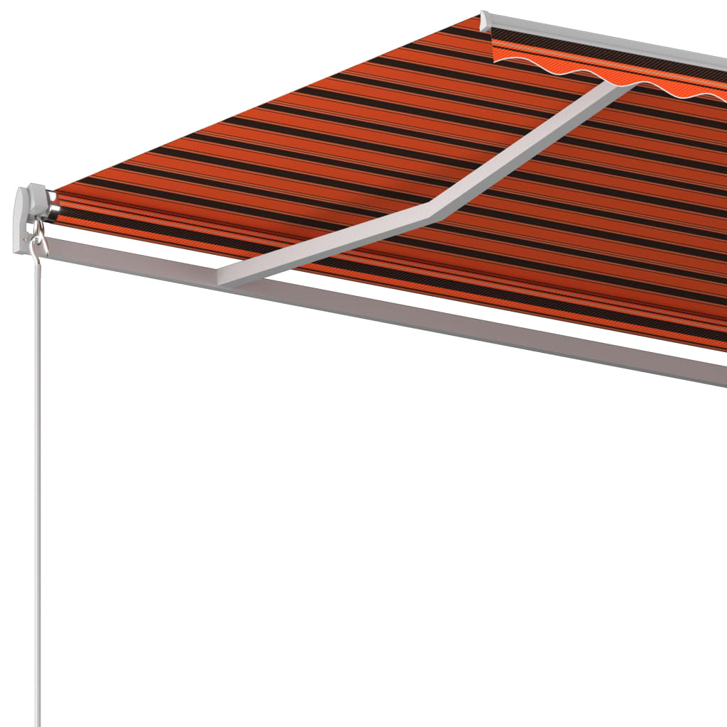 vidaXL Tenda da Sole Retrattile Automatica Pali 4,5x3m Arancio Marrone