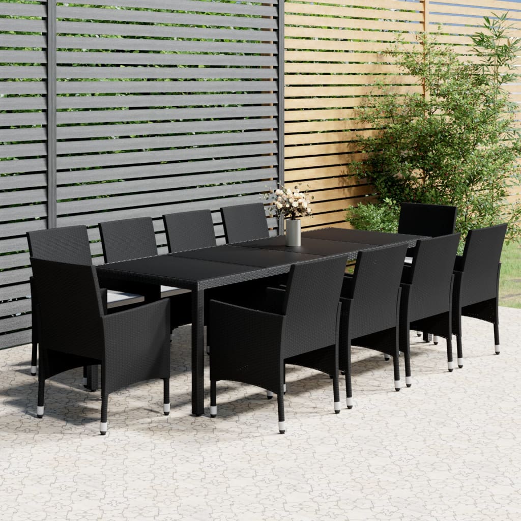 vidaXL Set da Pranzo da Giardino 11 pz in Polyrattan Nero