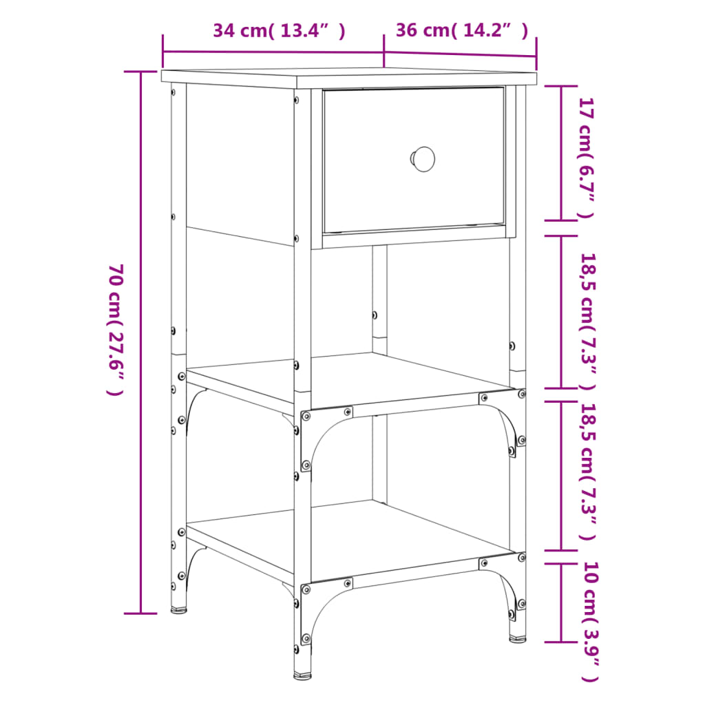 vidaXL Comodini 2 pz Rovere Sonoma 34x36x70 cm in Legno Multistrato