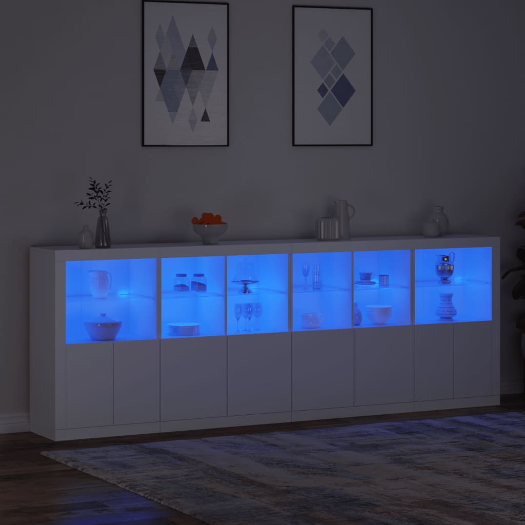 vidaXL Credenza con Luci LED Bianca 283x37x100 cm