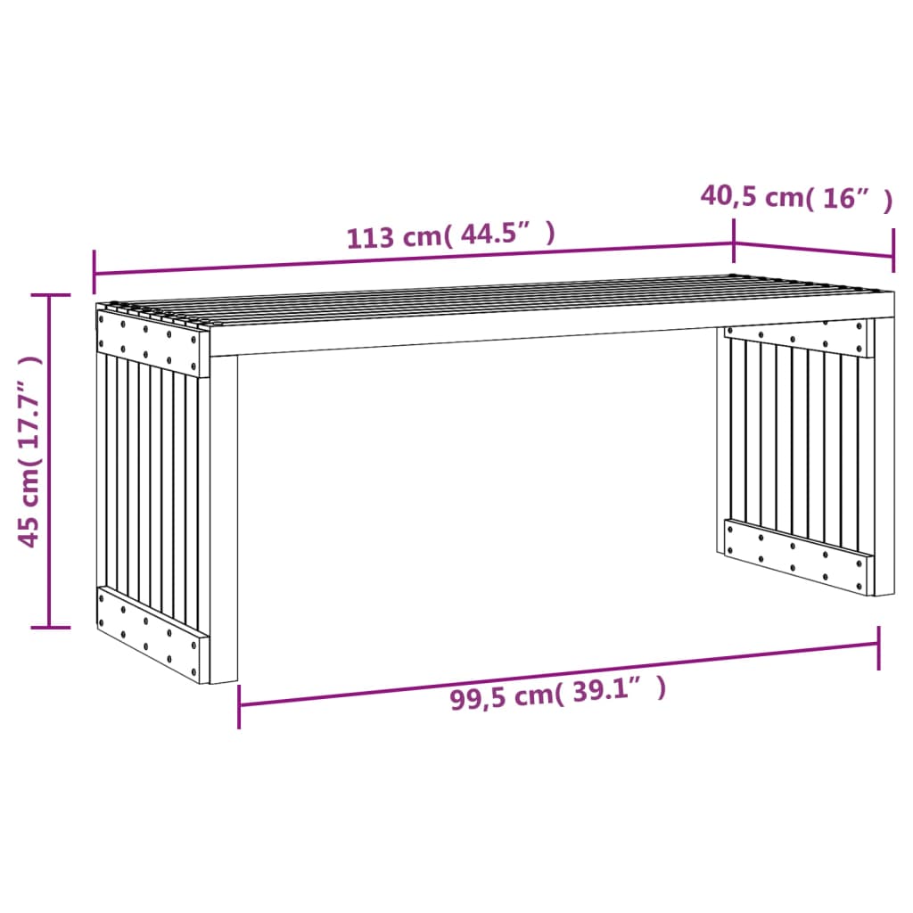 vidaXL Panca Giardino Estensibile Nera 212,5x40,5x45cm Massello Pino